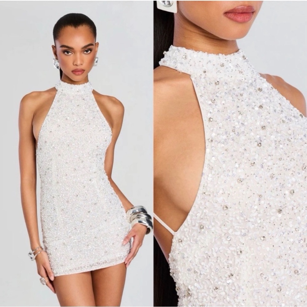 Retrofete - Olivia Sequin White Mini Dress